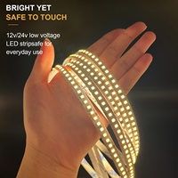Bande LED 24V Haute Luminosité 8mm de Largeur Blanc Chaud SMD 180 LED/m Ra90 Découpable IP20 Dimmable pour Armoire Domestique
