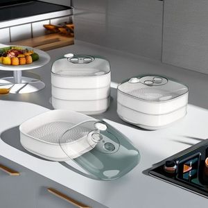 Plato para cocinar al vapor en microondas con tapa de vidrio, contenedor de alimentos multicapa para panecillos al vapor y mantou, uso doméstico - Product Image 1