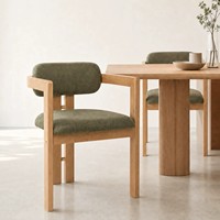 Chaise de salle à manger haut de gamme en bois massif rembourrée, assise en bouclé doux, mobilier de maison, chaise de salle à manger pour restaurant, vente en gros DISHI