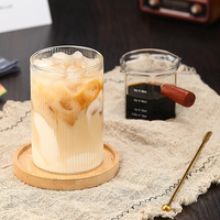 Ensemble de gobelets en verre borosilicate côtelé 250 ml 350 ml, résistants à la chaleur, à rayures verticales, transparents, pour café, jus, eau