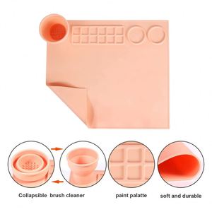 แผ่นทำความสะอาดแปรงทาสีแบบพับได้ ขนาด 16.5x14.6 นิ้ว สำหรับเด็ก  แผ่นรองวาดภาพ  แผ่นรองศิลปะซิลิโคน พร้อมถ้วย - Product Image 3