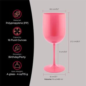 Copas de Vino de Plástico al por Mayor, Irrompibles, Resistentes a los Golpes, Reutilizables, Aptas para Alimentos, Aptas para Lavavajillas, para Cumpleaños y Fiestas, 16 oz - Product Image 2