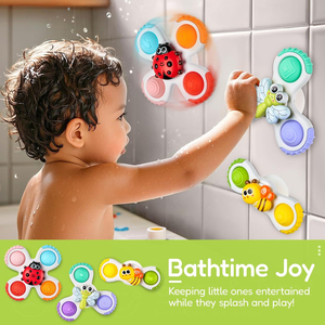 Lot de 3 toupies à <span class=keywords><strong>ventouse</strong></span> pour <span class=keywords><strong>chaise</strong></span> <span class=keywords><strong>haute</strong></span>, jouets sensoriels de voyage pour tout-petits, jouets de bain pour bébés - Product Image 4