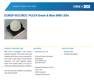 ไฟ LED CREEs CLM2D-GCC-CC0F0783 SMD PLCC4 สีเขียว 520-530nm แบบสีเดียว สำหรับยานยนต์ ขายดี - Product Image 2