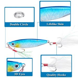 Señuelo de jigging de metal duro artificial con ojos de pez 3D, de hundimiento, para lubina, bacalao y otros peces de agua salada, 7g 10g 15g 20g 30g, señuelo pequeño de plomo, venta al por mayor - Product Image 3