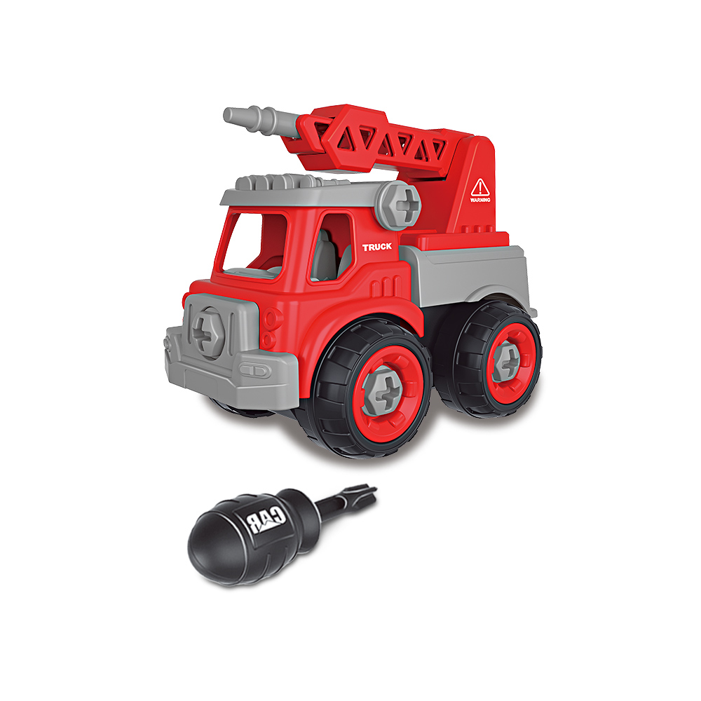 Friction Toy Vehicle High Playability Red Fire Truck Assembled Inertia Car