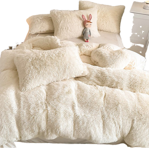 Mùa Đông Ấm Áp Sang Trọng Thoải Mái Tấm Ga Giường Đặt Bốn Mảnh Chồn Dài Tóc Sang Trọng Chăn Bìa Bộ Đồ Giường Đặt - Product Image 2