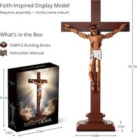 Blocs de construction religieux représentant la crucifixion de Jésus, 24 boîtes, kit de modèle de croix en briques, décoration d'église chrétienne, cadeau