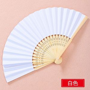 Abanico Plegable Portátil de Bambú Tallado de 7 Pulgadas, Papel Blanco para Pintar a Mano, Manualidades DIY para Arte y Decoración - Product Image 2