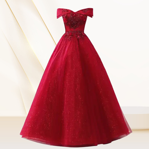 Nuevo Diseño Elegante Vestido de Novia Rojo Vino, Vestido de Novia de Un Solo Hombro, Vestido de Novia Bordado, Vestido de Noche Estilo Princesa - Product Image 6