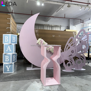 LEDA flor Artificial telón de fondo rosa acrílico Luna telón de fondo decoración boda para diversas actividades - Product Image 1