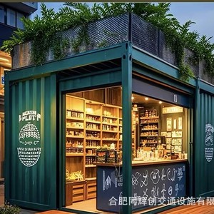 ร้านค้าตู้คอนเทนเนอร์ดัดแปลง ดีไซน์อุตสาหกรรม รูปทรงสี่เหลี่ยมผืนผ้า ความหนามาตรฐาน สำหรับใช้ในธุรกิจค้าปลีก - Product Image 1