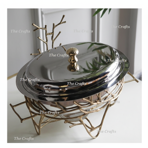 Chauffe-plat de service en acier inoxydable de forme ovale en vrac avec support en aluminium pour accessoires d'hôtel - Product Image 1