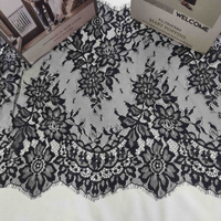 ERKOUMI 38cm Dentelle française Chantilly extensible en nylon brillant, élégante et opulente, pour robe de soirée, mantille et embellissement de couronne