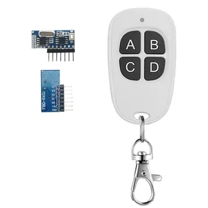 White 4 key 433MHZ learning code remote control EV1527+RF receiving module