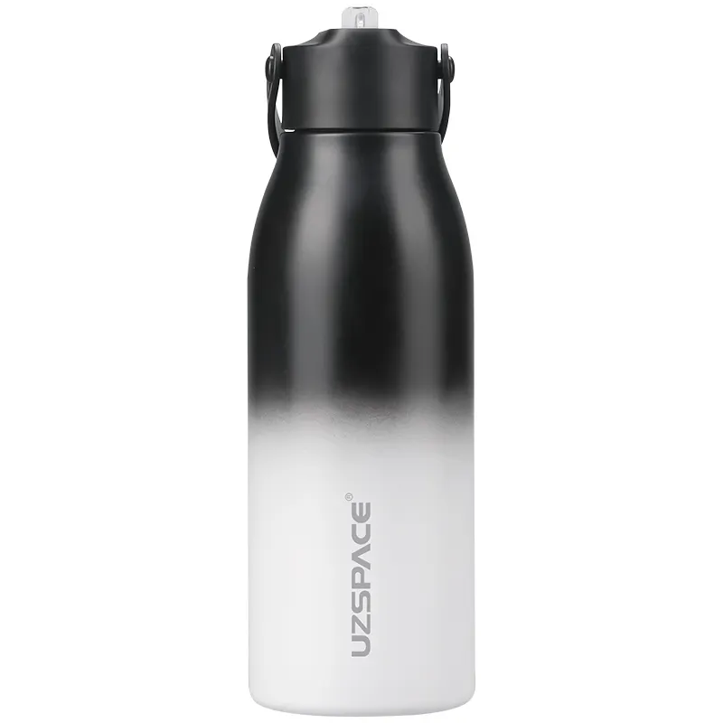 UZSPACE new arrival sport insulated stainless steel gradient colour changing water bottle with flip top lid and handle