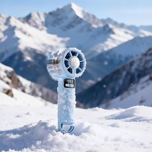 Ventilador de Mano Portátil Plegable de 2000 mAh con Pantalla LED, Puerto de Carga Tipo C, Enfriamiento Rápido, para Uso en Exteriores y Automóviles, Incluye Gancho - Product Image 1