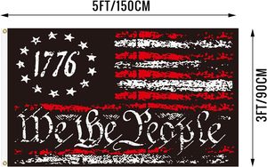 Drapeau We People <span class=keywords><strong>1776</strong></span>, 3x5 pieds, double face, 3 plis, polyester léger, drapeau patriotique vintage avec œillets en laiton, couleurs vives - Product Image 2