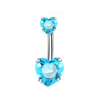 Shuangshuo Zircon Belly Ring Stainless Steel Piercing Jewelry Heart Pendant Belly Button Ring Women's Sex Body Jewelry