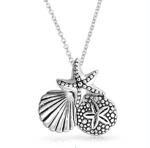 Ciondolo collana <span class=keywords><strong>di</strong></span> conchiglie <span class=keywords><strong>di</strong></span> riccio <span class=keywords><strong>di</strong></span> <span class=keywords><strong>mare</strong></span> e stelle marine in argento Sterling 925 in argento personalizzato - Product Image 1