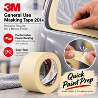 Ruban de masquage multi-usages 3M 201+ 0,11 mm en papier crépon brun avec adhésif en caoutchouc, retrait propre, pour peinture, emballage et regroupement