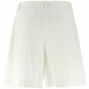 Bermuda da <span class=keywords><strong>Donna</strong></span> in Misto <span class=keywords><strong>Lino</strong></span> con Pieghe Cucite Frontali, Cintura con Passanti in Vita, Chiusura con Zip Frontale e Tasche con Gancio - Product Image 3