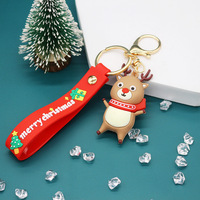 Rubberen schattige 3D PVC cartoon sleutelhanger kerstboom kerstman sneeuwpop nieuwjaarsdecoratie sleutelring accessoires