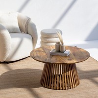Table basse ronde en bois massif, artisanale, unique, pour salon, chambre ou hôtel