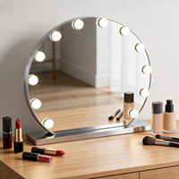 Professional Metal+Glass LED Vanity Mirror 12 Bulbs Dimmable Magnifying Touch Control Makeup Dressing Table for Home Bedroom