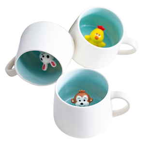 Taza de cerámica GZYSL blanca 3D lindo Animal de dibujos animados hecho a mano taza de café de cerámica 8OZ tazas de café regalo para mamá papá marido esposa <span class=keywords><strong>abuelo</strong></span> - Product Image 1