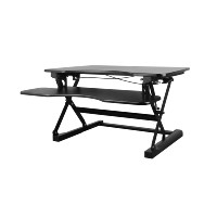 SSW100D Bureau informatique commercial moderne en acier inoxydable, convertisseur de poste de travail assis-debout réglable en hauteur