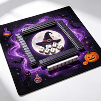 Tapis de Mahjong Américain Portable, Imperméable, Antidérapant avec Dos en Caoutchouc, Protection de Table, Motif Halloween, pour Soirées de Jeu en Famille en Intérieur