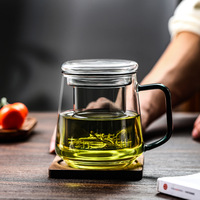 Cangkir Teh Pemisah Air dan Teh, Kaca Tahan Panas, Gaya Cina, Set Teh Kantor, Cangkir Minum, Cangkir Upacara Teh Vintage Mewah Ringan