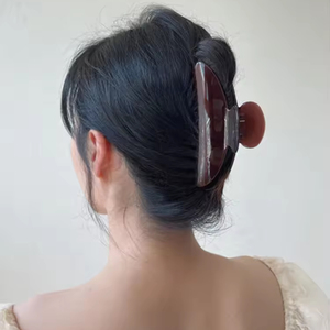 맞춤형 로고 여성용 대형 프랑스 고급 헤어 클립 맞춤형 Maillard 색상 아세테이트 소재 - Product Image 6