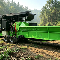 Broyeur de bois automatique à moteur diesel, déchiqueteuse de troncs d'arbres, broyeur à marteaux pour déchets forestiers et agricoles