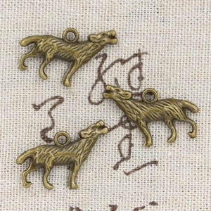Dijes de Lobo aullando de 26x20 mm, Color Plata Antigua, para Hacer Joyería Tibetana Hecha a Mano - Product Image 5