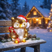 Weihnachtliche Acryl-Eule mit Zuckerstangen-Licht, Wasserdichte LED-Außenbeleuchtung für Heimdekoration und Geschenke