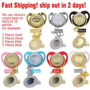 Caractéristiques uniques Sucette Golden Bling sans BPA Silicone de qualité alimentaire Tétine Personnalité Motif Dot <span class=keywords><strong>Drill</strong></span> Sucette de luxe pour bébé - Product Image 4