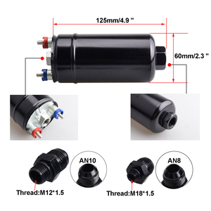 Pompa <span class=keywords><strong>Carburante</strong></span> Universale ad Alto Flusso EFI 380LPH Esterna Inline Tipo 044 Compatibile con E85 Etanolo Ingresso AN10 Uscita AN8 - Product Image 4