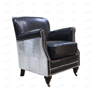 Sillón Chesterfield de Cuero Retro Personalizable, Patas de Madera, Diseño Europeo/Americano, Marca Karfasa, <span class=keywords><strong>Muebles</strong></span> Clásicos - Product Image 4