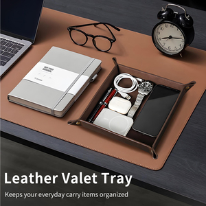 Custom Thick Snap Valet Tray Retro Jewelry Sundries Leather Catchall Tray Bedroom Storage High Quality Travel Valet Tray CF9082 - Product Image 5