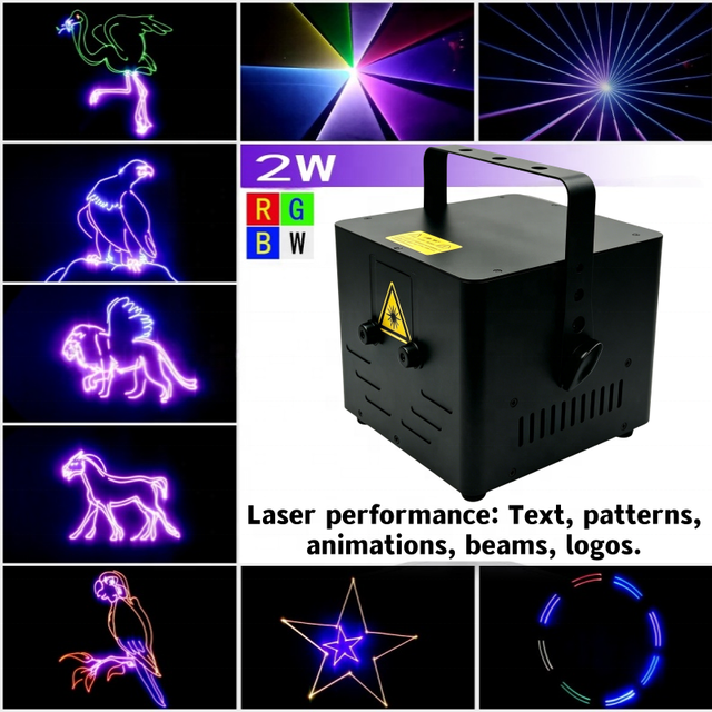 2W Stage DJ Lazer Lights Projector RGB Beam Animation Laser Light Show for Disco Night Club Beam Animation Laser Lighting