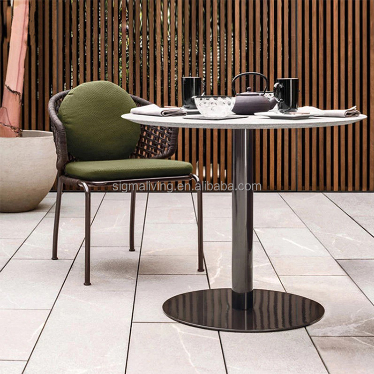 Modern Nordic outdoor garden furniture courtyard small coffee table and woven rope chair sectional