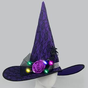 Accesorios de decoración para fiesta de Halloween, juego de rol, luces LED, sombrero de bruja de tela Oxford, suministros de ambiente de vacaciones, accesorios de maquillaje - Product Image 5