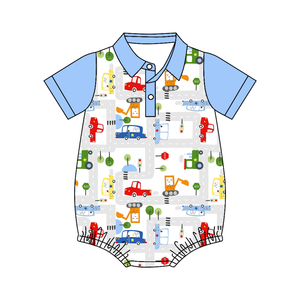 Combinaison courte à manches courtes pour bébé et enfant, motif avion et voitures, vente en gros, modèle SR4179 - Product Image 4