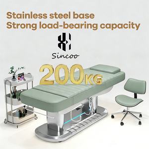 Cama de Masaje Eléctrica de Lujo Moderna en Verde Plateado para Salón de Belleza, Spa Facial, con 4 Motores, Tapizada en Cuero, para Pestañas - Product Image 3
