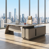 Bureau de direction futuriste bicolore, design épuré, esthétique haut de gamme pour des performances optimales