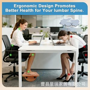 <b>Solid</b> <b>Wood</b> Office Footstool Bamboo Footrest Adjustable Under <b>Desk</b> Minimalist Design Freestanding Wooden Foot Support - Product Image 2