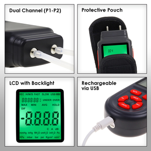 เกจวัดความดันดิจิตอล GAIN รุ่นยอดนิยม 2.999 PSI แบบสองพอร์ต วัดความดันแบบดิฟเฟอเรนเชียล 12 หน่วย สำหรับระบบ HVAC และแก๊ส - Product Image 2