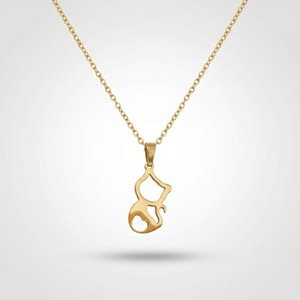 QIAOREN 11285 Collana con <span class=keywords><strong>Ciondolo</strong></span> a Forma di Gatto Traforato Placcato Oro 18K, Catena a O in Acciaio Inossidabile, Gioiello Resistente all'Ossidazione e Impermeabile - Product Image 2